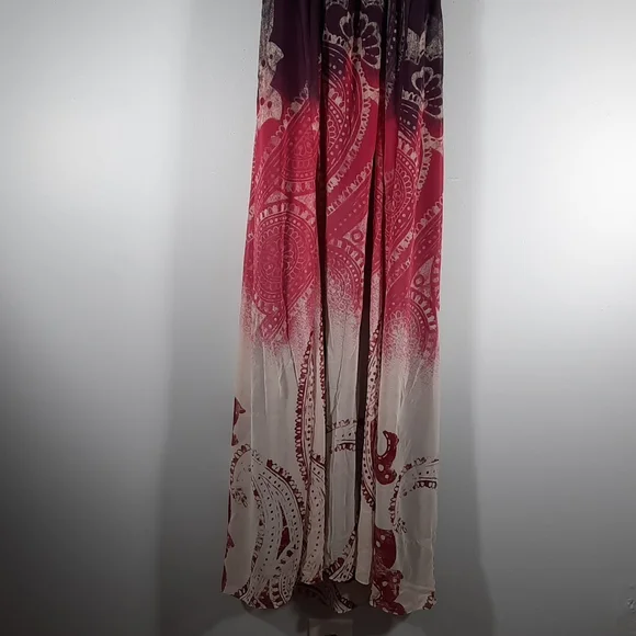 NWT BCBGENERATION CFT Puple/pink/cream / burgundy maxi dress SZ M - Picture 9 of 11